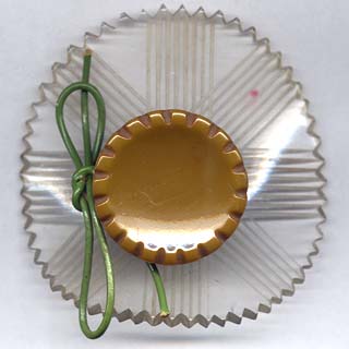 1930s Kahki Green & Clear Hat Pin