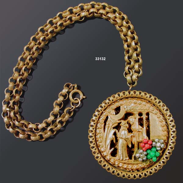 c. 1950 MIRIAM HASKELL Oriental Theme Necklace