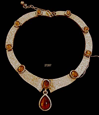 c. 1950's TRIFARI Choker/Necklace with Topaz Cabochons