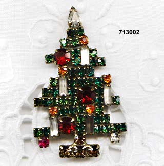 c. 1950's WEISS 5 Candle Christmas Tree Pin