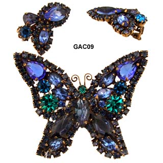 c. 1950's WEISS Butterfly Pin and Earrings