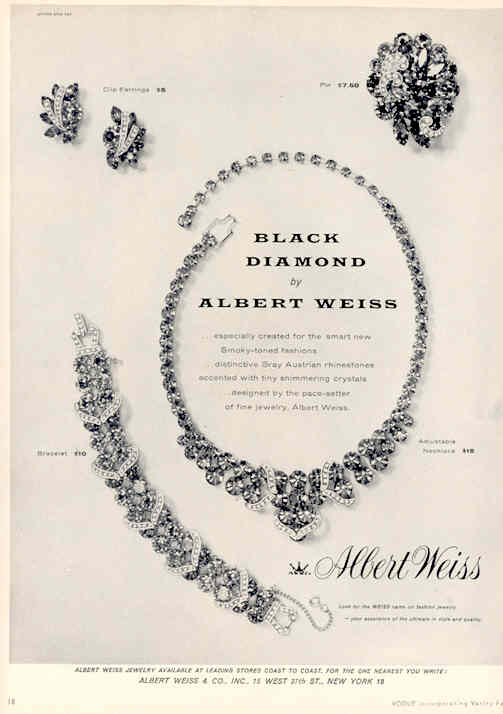 1950 WEISS Black Diamond Parure Ad