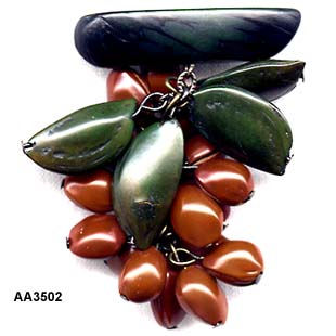c. 1940's Wood Cocoa Bean Pin