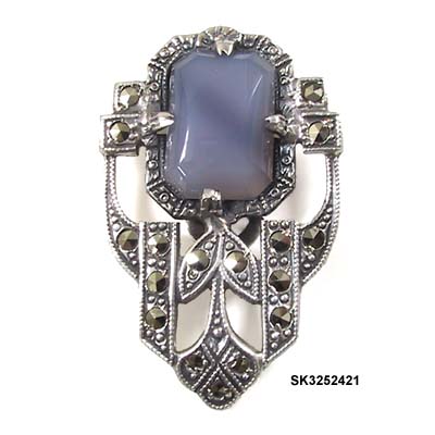 c. 1920's Sterling Dress Clip with Lavender Glass Stone