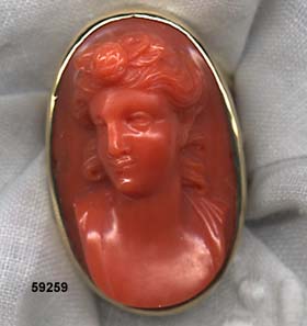 c. 1860 Red Coral Cameo Ring