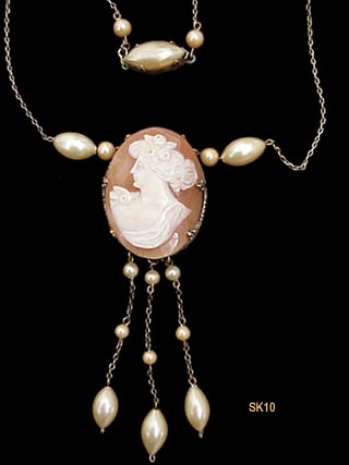 c. 1930 Sardonyx Shell Cameo Necklace