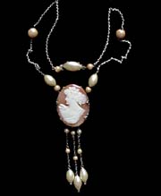c. 1930 Sardonyx Shell Cameo Necklace