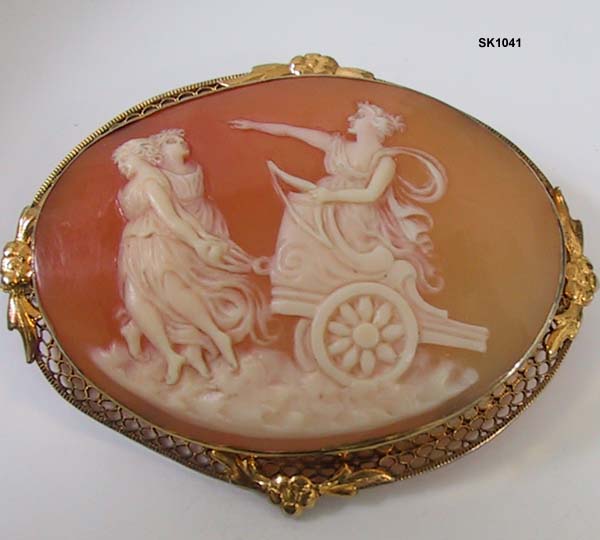 c. 1890 Shell Cameo of Diana Off to the Hunt