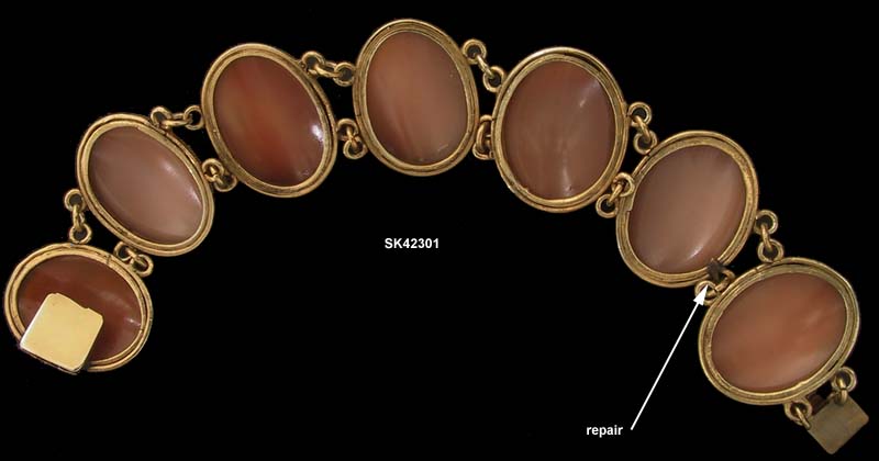 1895 to 1910 Seven Panel Shell Cameo Bracelet