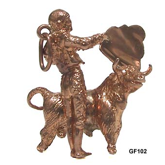 Vintage 14 Karat Rose Gold Bullfighter Charm