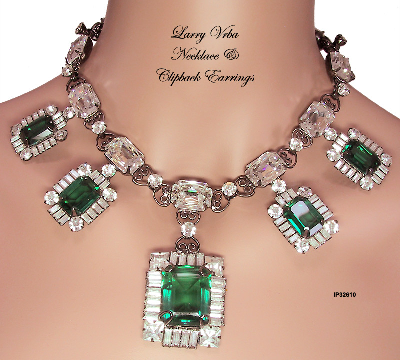 Lawrence (Larry) Vrba Faux Emerald & Diamond Necklace