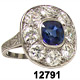 Art Deco Platinum Sapphire Diamond Engagement Ring