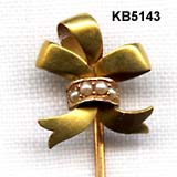 c 1890 14 Karat Victorian Stick Pin with Seed Pearls