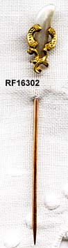14 Karat Yellow Gold and Tooth Pearl Stick Pin