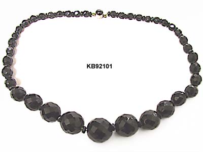 Vintage 1930s Czechoslovakian French Jet Faceted Bead Choker