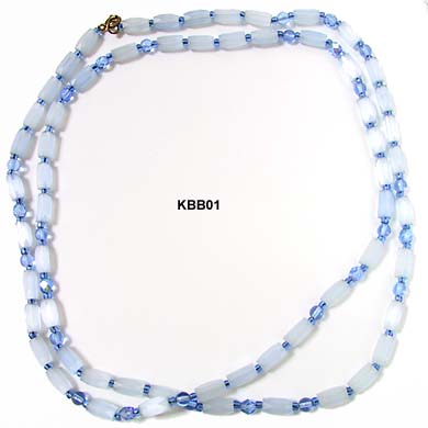 Vintage 1930s Blue Glass Tubular Bead Necklace