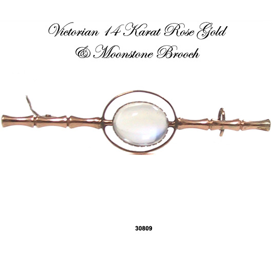 14 Karat Rose Gold Victorian Moonstone Pin