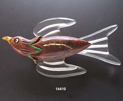 c. 1930 Wood and Lucite Bird Pin