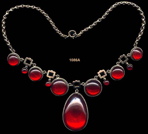 c. 1880 8 Carat Red Amber Victorian Necklace
